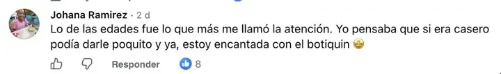Johana Ramírez: Lo de las edades fue lo que más me llamó la atención. Yo pensaba que si era casero podía darle poquito y ya, estoy encantada con el botiquín